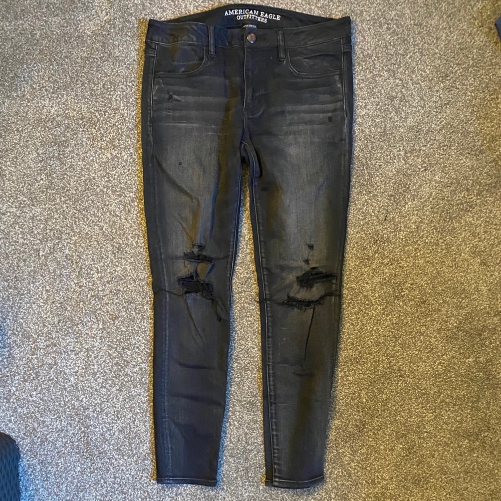 ✖️DISTRESSED BLACK JEGGING✖️